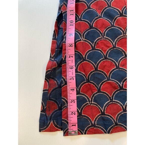 India-made 100% Organic Cotton Tunic Red & Blue pattern - Picture 10 of 14